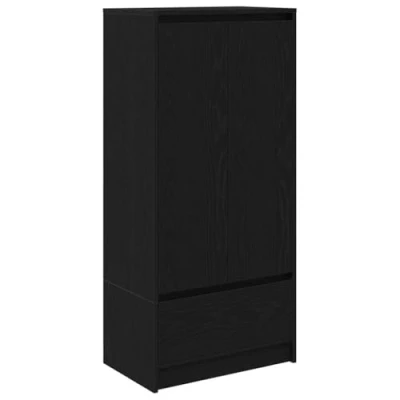 Image of vidaXL Engineered Wood Cabinet with Drawer/Ample Storage/For Living Room/Modern Black Oak Finish/Versatile Multi Use Design/55.5x34x119.5 cm