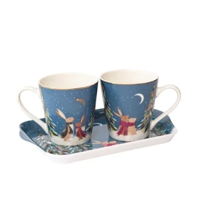 Image of Sara Miller Woodland Tales Collection Mug &amp; Tray Set French Blue
