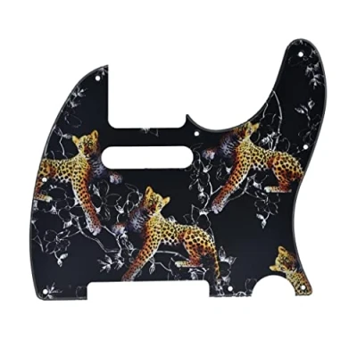 Image of KAISH 8 Hole 3D Printed Tele Style Guitar Plastic Pickguard TL Pick Guard Scratch Plate for USA/Mexico Telecaster Leopard Pattern