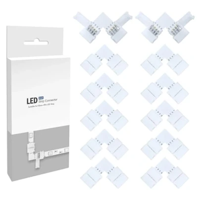 Image of ZiBwnfuxcz LED Corner Connector, Strip (Pack of 12) 4 Pin 10 mm RGB 5050 Strip, Light Corner, Quick Connector Connectors,