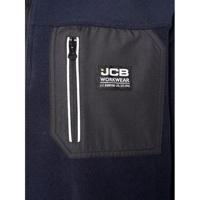 Image of JCB Trade Heavyweight 1/4 Zip Fleece, XXX Large Made with 100% Polyester Polar Fleece Men&#039;s Jumpers Branding Details Cordura Fabric Elbow Patches Mens Clothes 320gsm Navy
