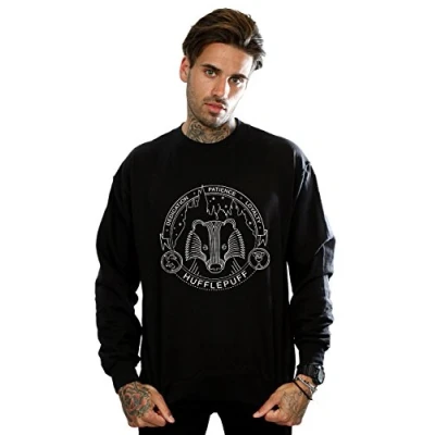 Image of Harry Potter Men&#039;s Hufflepuff Seal Sweatshirt Black Large