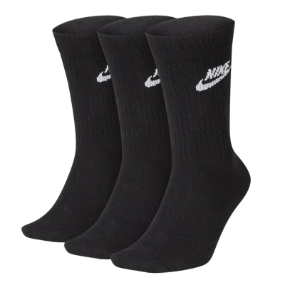 Image of Nike Sportswear Everyday Essential CREW Unisex 3 PACK Socks, Size: Small, Black/white