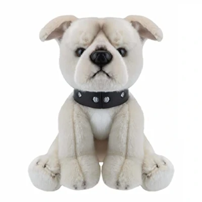 Image of VFM Staffordshire Soft Toy Beige Staffy, Bull Terrier Dog 30cm Super Fluffy Luxury Lifelike Stuffed Animal Teddy Natural World Collection