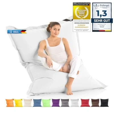 Image of giant bean bag chair XXL Indoor and Outdoor living room balcony garden 400L beanbag seat cushion for children &amp; adults 180 x 140cm (Nylon, Light Grey)