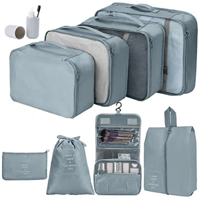 Image of Packing Cubes for Suitcases, Joyoldelf 9 PCS Travel Essentials Bags Luggage Organiser Bags, Waterproof Clothes Shoes Cosmetics Toiletries Storage
