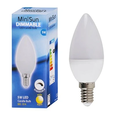 Image of MiniSun Thermal Plastic 5w High Power Dimmable LED SES E14 40w Replacement Frosted Opal Candle Bulb 3000K Warm White