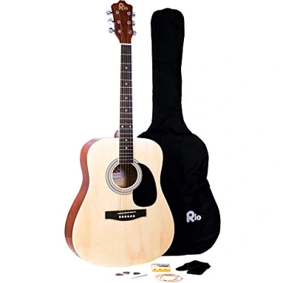 Image of Rio 41&#039;&#039; Full Size 4/4 Acoustic Guitar Dreadnought Steel String Beginner Package Pack New (Natural)