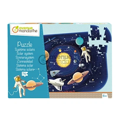 Image of Avenue Mandarine Ref PU017C 76 Piece Puzzle Solar System 2.25mm Cardboard, Poster for Guidance Included, Translation Sheet Suitable Ages 6+