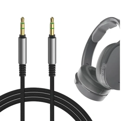 Image of GEEKRIA Audio Cable Compatible with Skullcandy Hesh EVO, ANC, Crusher 3, 2, Cable, 3.5mm Braided Nylon Replacement Stereo Cord (4 ft / 1.2 m)