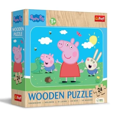 Image of Trefl Wooden Puzzle: Peppa Pig, Meet Cute 24 Elements, Puzzle, Rounded Edge, Decorative Pattern on the Reverse, for Children from 3 years old