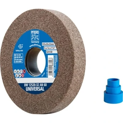 Image of PFERD 39009716 Sanding Disc 125 x 20 32 mm Universal Grain Size 60 Normal Corundum with Integrated Reducing Sleeves (25/20/16 mm)