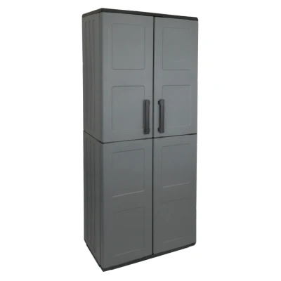 Image of Utility Cupboard; 2 Doors; 3 Shelf; Two Tone Grey