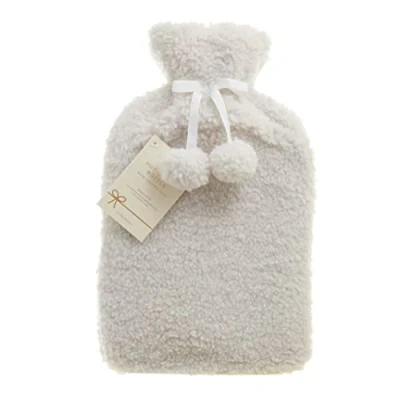 Image of Aroma Home Hot Water Bottle with Cream Boucle Teddy Fur Pom Cover