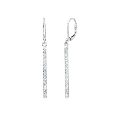 Image of Elli Earrings Ladies Hanger Geo Rod with Crystals in 925 Sterling Silver