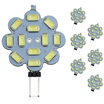 Image of POCKETMAN 6 Pack G4 LED Light Bulbs Cold White 6000K Equivalent to 30W Halogen Bulb bi pin 12V AC/DC 2W 12 SMD 5730 Spotlight Energy Class A+