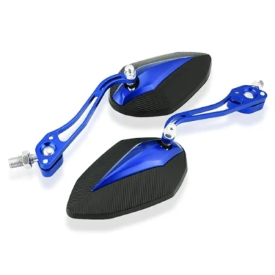Image of 1 Pair Universal Motorcycle Rearview Side Mirrors, Adjustable Aluminum Handlebar Rear View Mirrors Motorbike Scooter 10mm 8mm(Blue)