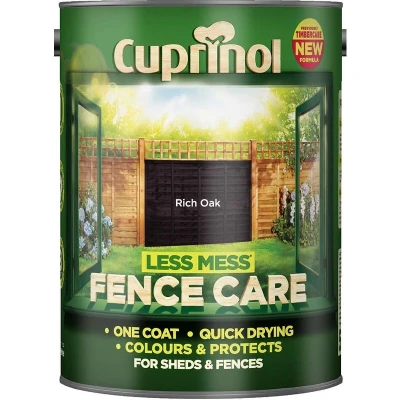 Image of Cuprinol 5191662 Less Mess Fence Care Exterior Woodcare, Rich Oak