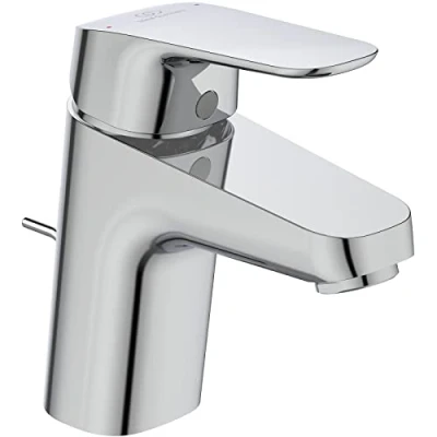 Image of Ideal Standard Ceraflex Basin Mixer Tap Metal Pull Knob Drain Fitting G1 1/4 Mounting Bottom Rigid Cast Spout Surface: Chrome, B1708AA