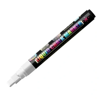 Image of WOLMIK Chalk Pen White Liquid Marker for Blackboard, Erasable Pen, Wipeable Chalkboard, Window, Glass and Mirror 7mm Bullet Nib