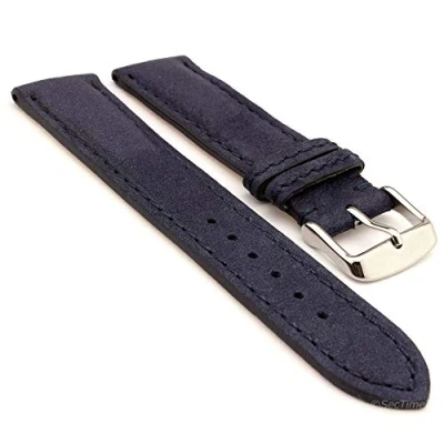 Image of SecTime Nubuck Genuine Leather Watch Strap Band Evosa SS. Buckle Spring Bars (22mm, Blue)