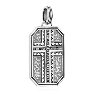 Image of NKlaus 32mm plate with cross pendant 925 sterling silver hammered disc 14028