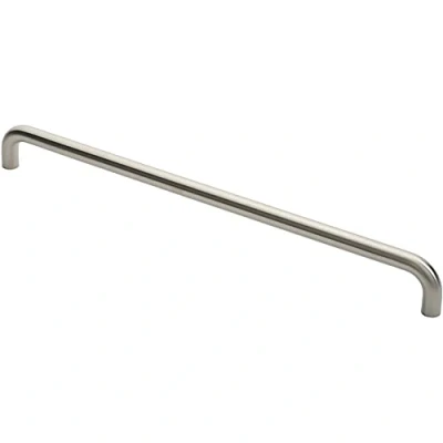 Image of Round D Bar Pull Handle 22mm Dia 600mm Fixing Centres Satin Stainless Steel Tubular Design Suitable for Lightweight Internal Doors Cabinet, Wardrobe, Cupboard Door