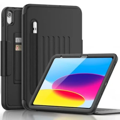 Image of DAORANGE Case for iPad 10th Generation 10.9 Inch 2022, Shockproof Magnetic Cover with Pencil Holder Multi Angle Stand Auto Sleep/Wake Smart 10 2022 (Black)