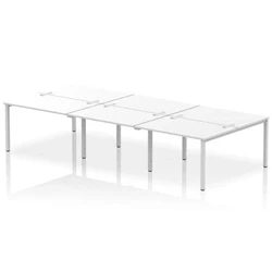 Image of Impulse Bench B2B 6 Person 1200 Silver Frame Office Desk White