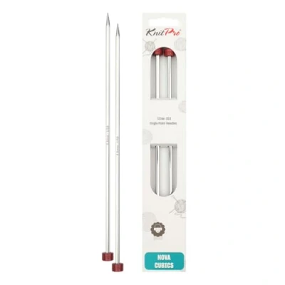 Image of KnitPro 30 cm x 5 mm Nova Cubics Single Pointed Needles, Shiny Brass