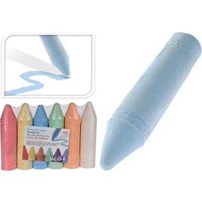 Image of Koopman MEGA Chalk Set Of 6 Coloured Chalks Sidewalk Pavement Concrete Outdoors Indoors