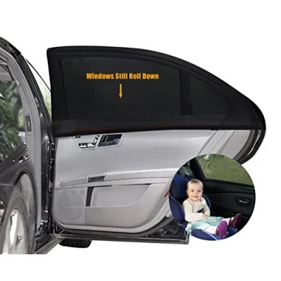Image of Car Sun Shades for Baby 2 Pack, Window Shade Blinds Covers Kids Pets with UV Rays/Sun Heat/Glare Protection, Sunshades Shield Breathable Mesh Visor Side Rear Full