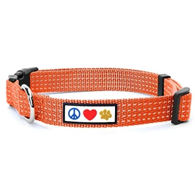 Image of Pawtitas Dog Collar For Extra Small Dogs Reflective Training Puppy With Stich XS Orange