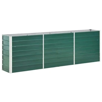 Image of vidaXL Garden Raised Bed 240x40x77cm, Galvanised Steel, Green, Spacious Outdoor Planter Box for Patio/Garden