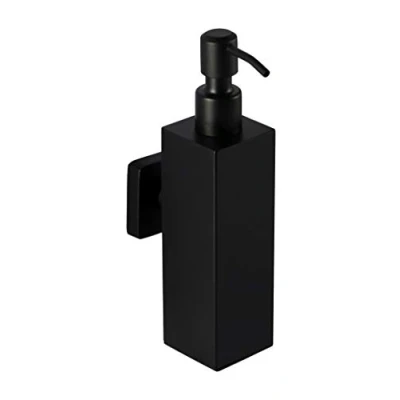 Image of Ambrosya Soap Dispenser Made of Stainless Steel in Black Bathroom Dish Drilling Holder Toilet Wall (Stainless (Black), Angular)