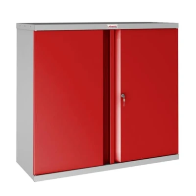 Image of Phoenix Safe Company SCL0891GRK Secure Office Storage 2 Door 1 Shelf Key Lock Steel Cupboard Grey &amp; Red 187 Litres 22kg