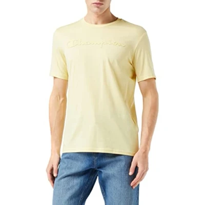 Image of Champion Men&#039;s American Classics Big Logo S/S Contemporary T Shirt, Giallo Pastello, S