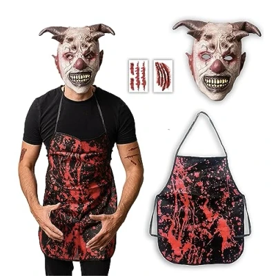 Image of 4 pcs Horror Clown Costume Halloween Costumes For Men Adult &amp; Teen One Size Fits All 2024 Trending Fancy Dress UK Based Brand