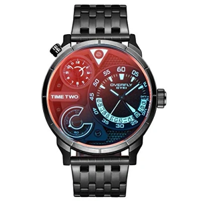 Image of Alienwork Men Watch Watches for Boys Stainless Steel Metal Strap Black Analogue Quartz Calendar Date Waterproof Multi Time Zones XL Big