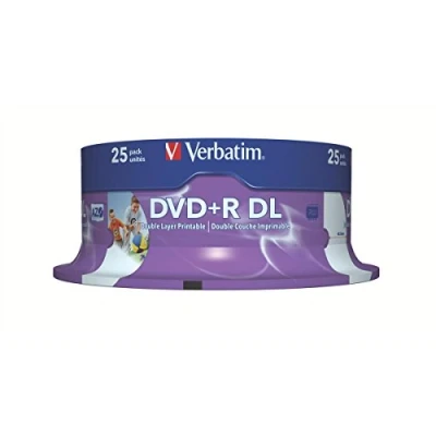 Image of Verbatim DVD+R DL 8x 8.5GB No ID Wide Printable Spindle (Pack of 25)