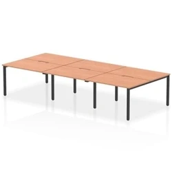 Image of Evolve Plus 1200mm B2B 6 Person Bench Desk Beech Top Black Frame
