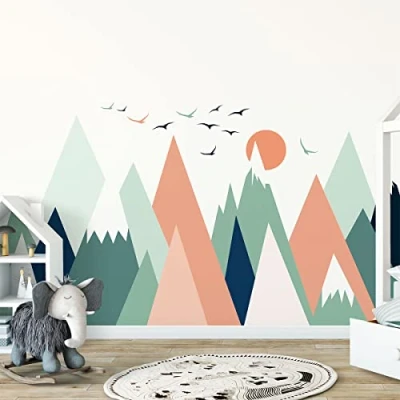 Image of Children&#039;s Wall Stickers Baby Room Decoration Scandinavian Mountains Nolwenka Giant Sticker H120 x L180 cm