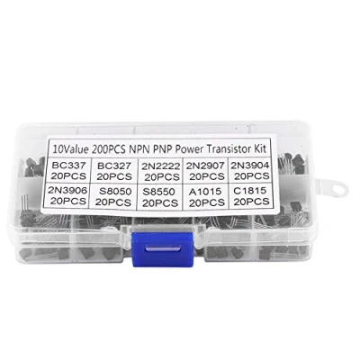 Image of 200 Pcs Transistor Kit 10 Values Silicon NPN PNP Power Assortment Set (BC337 BC327 2N2222 2N2907 2N3904 2N3906 S8050 S8550 A1015 C1815)