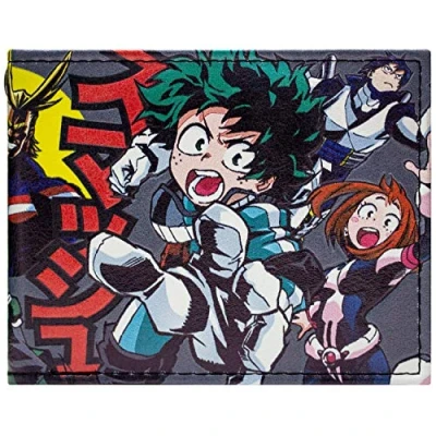 Image of My Hero Academia Izuku Midoriya All Might Characters Wallet Bi Fold ID &amp; Card Holder, Black