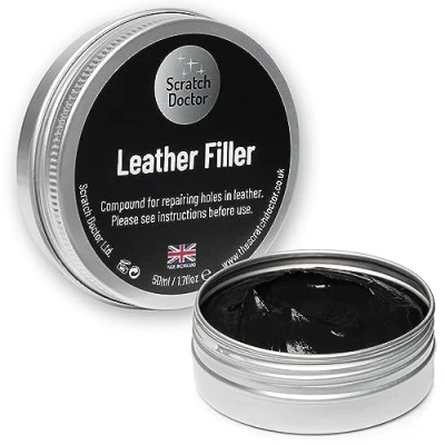 Image of Scratch Doctor Leather Filler Repair Compound Fill Holes Cracks Scratches Scuffs on Furniture Car Seats Shoes and Bags (Black, 50ml)