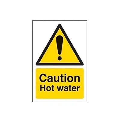 Image of V Safety Caution Hot Water Warning Sign 100mm x 150mm 1mm Rigid Plastic