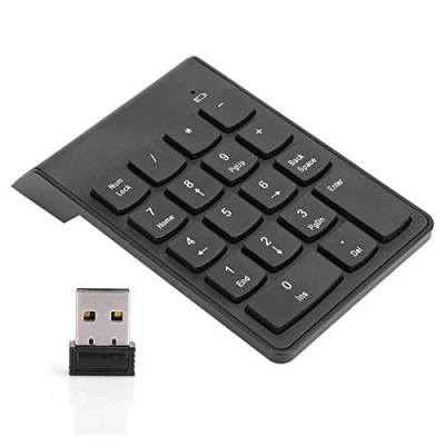Image of Bewinner1 Wireless Bluetooth Number Pads, 18 Keys Mini Portable Financial Accounting Keyboard, Mute Digital Keyboard Numeric Keypads for Laptop/PC/Desktop/Surface Pro/Notebook(Black)
