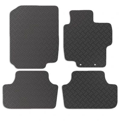Image of Carsio Rubber Car Mats For Honda Accord 2004 2008 (eyelets) Tailored Fit Floor Mat Set Complete Accessory Black Custom Fitted All Weather &amp; Heavy Duty, Anti Slip Backing with Clips