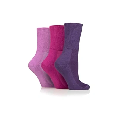 Image of IOMI 3 Pairs SockShop Extra Wide for Swollen Legs BAMBOO Diabetic Socks (as8, numeric, numeric_4, numeric_7, regular, Blackberry)