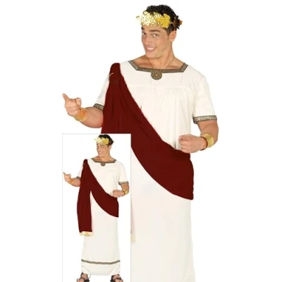 Image of Guirca 84904 Emperador Augusto Romano Costume, Geometric, White, XL